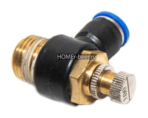 Быстросъемный игольчатый кран угловой 10 мм - 1/2 НР