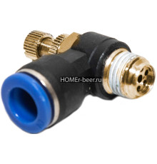 Игольчатый кран угловой быстросъемный 10 мм - 1/4 НР цанговый