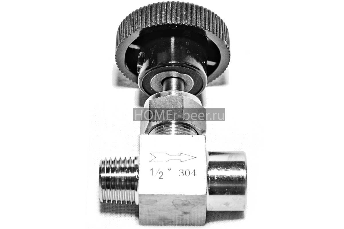 Нержавеющий игольчатый кран 1/2 ВР-НР (мама-папа)