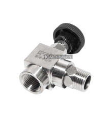 Нержавеющий угловой игольчатый кран 1/2 ВР-НР (мама-папа)