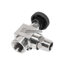 Нержавеющий угловой игольчатый кран 1/2 ВР-НР (мама-папа)