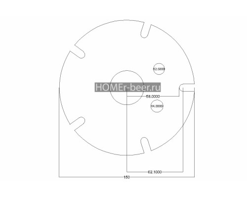 Фланец для перегонного куба 5 шпилек 1.5 дюйма